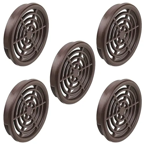 cyclingcolors 5x Lüftungsgitter abluftgitter außengitter rund Gesamt 48 mm innen 43 mm kunststoff luftrosette perforiert flach, Dunkelbraun