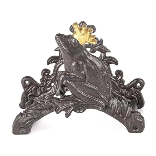 Sungmor Gartenschlauchhalter, Wandmontage, robuste Gusseisen-Bewässerungsschlauchtrommel, Wandaufhängung, hübsche Vintage-Ornament-Schlauchaufbewahrung, schöner Frosch, Outdoor-Landschaftsgestaltung