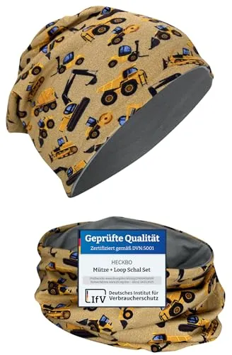 HECKBO Kids Beanie & Loop Set in braun von HECKBO