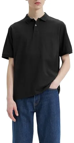 Levi's Herren Authentic Polohemd, Caviar, M - Elegantes Poloshirt mit schlanker Silhouette für vielseitige Looks, ideal für Freizeit und Büro.