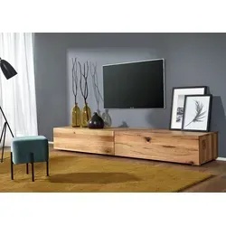 MASSIVMOEBEL24.DE TV-Board Wild-Zerreiche Frankfurt #108 - TV-Board aus natur geöltem Zerreiche, bereits montiert und platzsparend. Mit 2 großen Schubladen für DVDs und CDs - perfekt für Ihr Wohnzimmer!