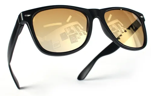 Kinder Nerd Sonnenbrille Schwarz Gold