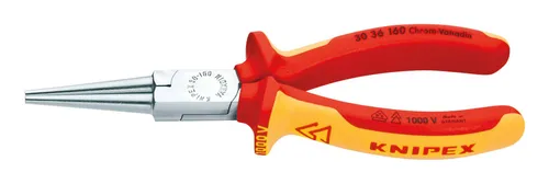 Knipex Rundzange 3036160 - VDE isolierte Langbeckzange, 160mm, ideal für Greif- und Biegearbeiten, Made in Germany