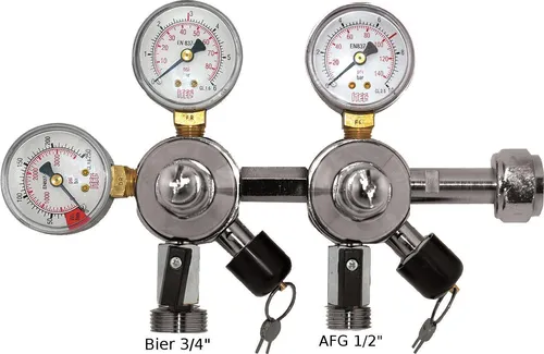 CO² Druckminderer Kombi 3 & 7 bar Bier/AFG Oxy mit Füllstand&Absperrhahn