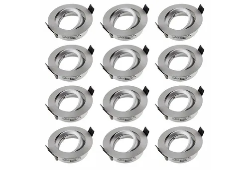 SEBSON Alu Einbaurahmen GU10 schwenkbar - Einbaurahmen aus Aluminium mit schwenkbarem Design (40°), ideal für stilvolle Deckenbeleuchtung. Perfekte Passform für 75mm Einbauloch, edle matte Oberfläche.