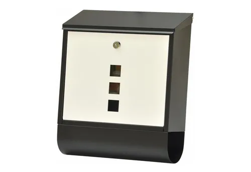 Dazikemo Briefkasten Piazza schwarz weiß 39 x 30 x 11 cm - Moderner Wandbriefkasten aus pulverbeschichtetem, wetterfestem Stahl, ideal für große Briefe und mit praktischem Zeitungsfach. Inkl. Befestigungsset für einfache Montage.
