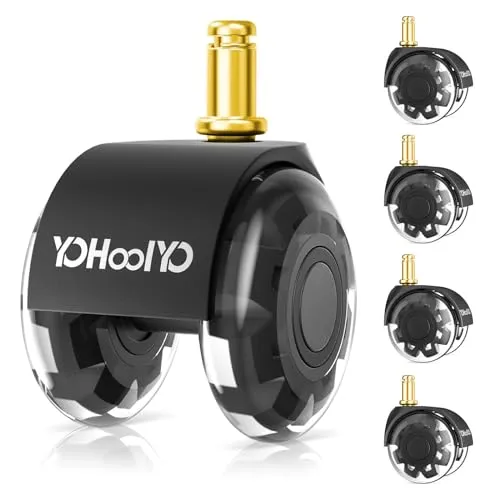 YOHOOLYO Bürostuhl Rollen 10x22mm 5er Set Stuhlrollen Drehstuhlrollen Leise und Weiche für Bürostühle Schreibtischstuhl Möbel Bodenschutzmatte jeden Boden