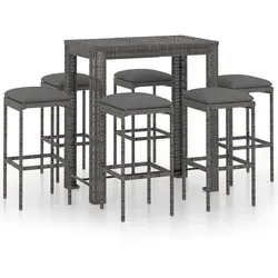 vidaXL 7-tlg. Gartenbar-Set mit Kissen - Gartenmöbel-Set aus robustem Poly Rattan mit pulverbeschichtetem Stahlgestell und bequemen Kissen für entspannte Stunden im Freien.