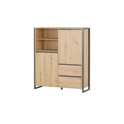 Highboard Fiano - Holzfarben, 120x140 cm - Moderne Kommode mit praktischem Stauraum und stilvollen Kufenfüßen. Ideal für jeden Raum, bietet viel Platz und verleiht Ihrem Zuhause einen eleganten Look.