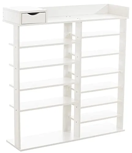 CLP Schuhregal Kristina - Platzsparender Schuhschrank in Weiß - Schuhablagen mit vielen Ablageflächen, ideal für kleine Räume. Hergestellt aus strapazierfähigem MDF, langlebig und pflegeleicht.