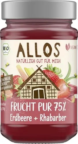 Frucht Pur 75% Erdbeere Rhabarber 6 x 250 g von Allos