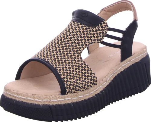TOM TAILOR Sandalette in sommerlicher Flechtoptik - Wanderschuhe mit modischer Riemchensandalette in schwarz, ideal für warme Tage, komfortabler Gummizug und stylischer Keilabsatz.