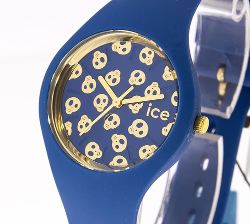 ICE Watch Damenuhr Skull ICE.SK.DWR.S.S.15 Farbe blau/gold Totenkopf Silikonband