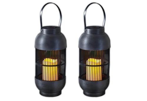 HAC24 Laterne LED Solar Dekolampe Solarlaterne Wetterfest Solarleuchte Solarlampe (2-St), mit flackernder LED Kerze