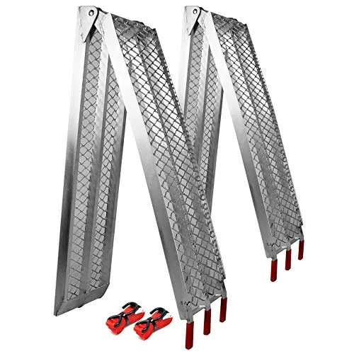 Wiltec 2X Auffahrrampe 226 cm 680 kg für Quad ATV Motorrad, Aluminium Auffahrschiene faltbar, Verladerampe rutschsicher