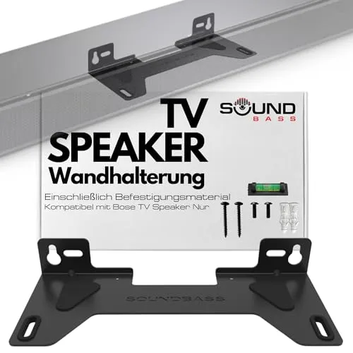 Bose TV Speaker Wandhalterung von Soundbass - Spezielle Wandhalterung für die Bose TV Speaker Soundbar, entwickelt in England. Mit verstellbarem Design für einfache Installation über Kabelkanälen und hochwertigem Stahl für optimale Audioleistung.
