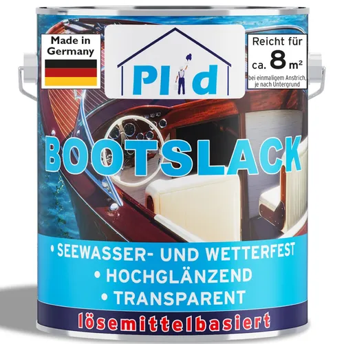 Bootslack 0,75L Farblos - Schnelltrocknender Klarlack für Holzschutz - Lacke - Ideal für Holzoberflächen, schnelltrocknend und mit einer Abdeckung von 10-12 m², bietet optimalen Schutz und Glanz.