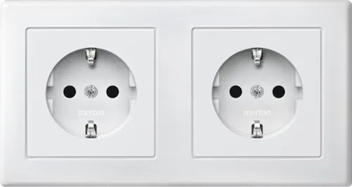Merten MEG2328-1519 SCHUKO-Doppel-Steckdose, M-SMART, Berührungsschutz, Steckklemmen, polarweiß