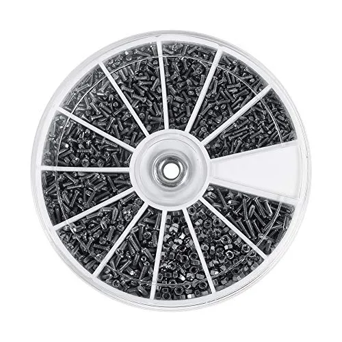 Regun 600 Stück Edelstahl Mini Schrauben Muttern Set (M1 M1.2 M1.4 M1.6) – 12 Arten Präzisionsschrauben Sortiment für Uhren, Brillen & Elektronikreparatur