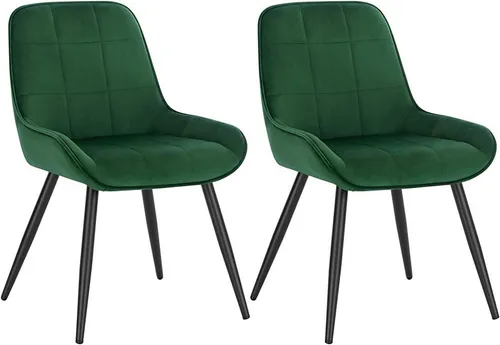 WOLTU Esszimmerstühle 2er Set - Dunkelgrün, Ergonomischer Samtstuhl - Esszimmerstühle aus robustem Samt mit ergonomischer Rückenlehne für hohen Komfort. Ideal für Wohnzimmer, Schlafzimmer oder Küche - stilvoll und langlebig.