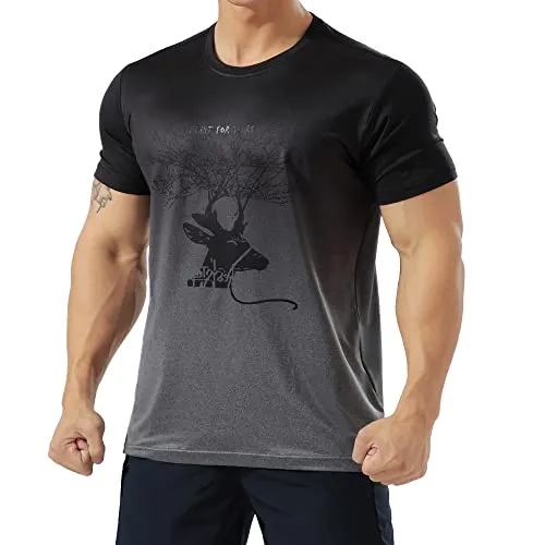 Herren Sportlich Trainieren T-Shirt Atmungsaktive Bequeme Muskellaufhemden Ausbildung Schnelltrocknend Fitnessstudio Aktive Kleidung Farbverlauf grau S