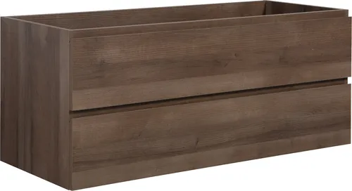 Waschbeckenunterschrank Angela 120cm - Braun Eiche - Badezimmer Unterschrank mit Soft-Close-System und zwei praktischen Schubladen. Ideal für modernen Stauraum unter dem Waschbecken, bereits montiert und sofort einsatzbereit.