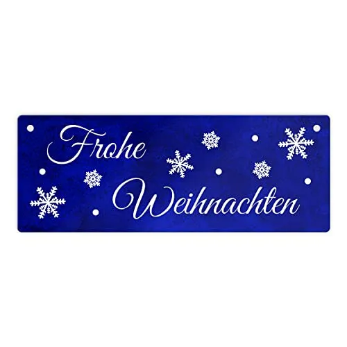 Frohe Weihnachten Metallschild XL Dank der 2 vorgebohrten Löcher lässt sich das Metallschild einfach montieren. mit Weihnachten Motiv