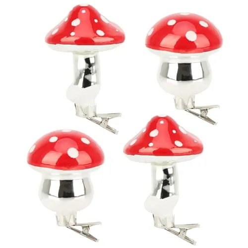 com-four® 4X Deko-Pilze für den Weihnachtsbaum
