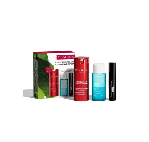 CLARINS Total Eye Lift Set - Das CLARINS Total Eye Lift Set enthält eine High-Performance Augenpflege für einen sofortigen Lifting-Effekt. Inklusive Mini Wonder Volume Mascara für voluminöse Wimpern und sanften Augenmakeup-Entferner. Ideal für gepflegte Augenblicke!