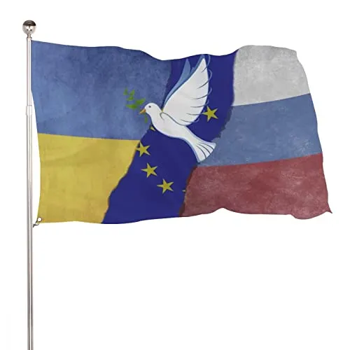 Ukrainische Flagge, Banner, Ukraine Russland Friedensvogel Druck, Ukrainische Nationalflaggen, lebendige Farben und UV-beständige Flaggen, Rasendekoration, 90 x 150 cm
