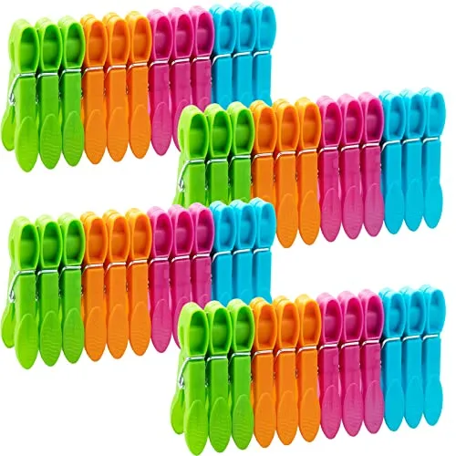 Wäscheklammern, Wäscheklammern Kunststoff für Wäscheleine, Starke Grip Wascheklammer mit Multicolors, Wascheklammern Windfest für Handtuch, Kleidung, Socken 48