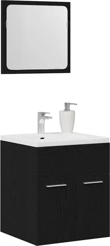 vidaXL 2-tlg. Badmöbel-Set Schwarz Eichen-Optik von vidaXL