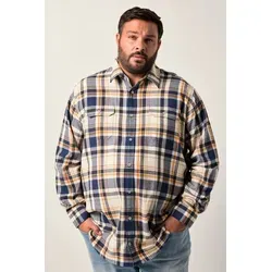 Men Plus Businesshemd Men+ Karo-Flanellhemd Langarm Kentkragen bis 8 XL blau|schwarz 5XL