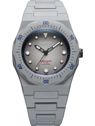 D1 Milano Quarzuhr Herren-Analog-Uhr, Klassik-Design - Elegante Quarzuhr für Herren mit grauem Zifferblatt und robustem Polycarbonat-Gehäuse. Wasserdicht bis 10 bar, ideal für den täglichen Gebrauch und besondere Anlässe.