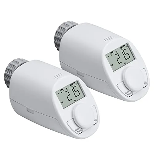 eqiva Elektronik-Heizkörperthermostat Model N - 2er-Set, Weiß - Thermostate mit Boost-Funktion für schnelles Aufheizen und individuell programmierbaren Heizzeiten – einfach zu montieren, passend für alle gängigen Ventiltypen.
