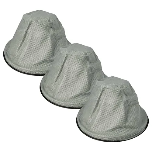 vhbw 3x Sackfilter kompatibel mit Kaminer 1200W MK47737048 Kaminsauger, Aschesauger - Ersatz-Filter, Abwaschbar Schwarz Grau