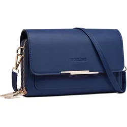 Kleine Damen Handy Umhängetasche Kunstleder Crossbody Schultertasche A-navy Blau