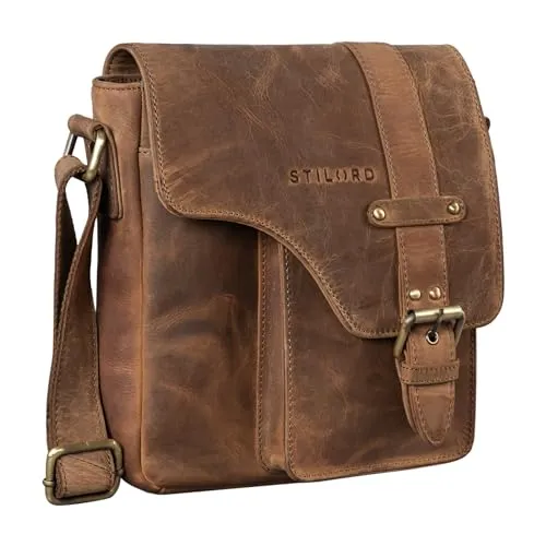 STILORD Umhängetasche 'Nino' aus echtem Leder - Vintage Herren Messenger Bag - Herren-Schultertasche aus echtem Rindsleder, robust und stilvoll, ideal für DIN A5 Dokumente und 9.7 Zoll iPad. Ein zeitloses Accessoire mit Vintage-Charme.