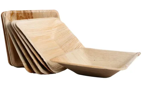 10x Palmblatt Einweg-Schale eckig Bio Eco-Geschirr Party kompostierbar 18x18 cm