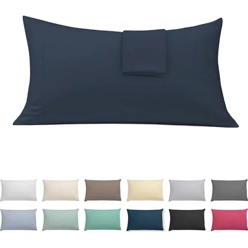 ECOMMERC3 Kissenbezüge 45x80 cm 2er-Set Baumwoll-Mix | Marineblau