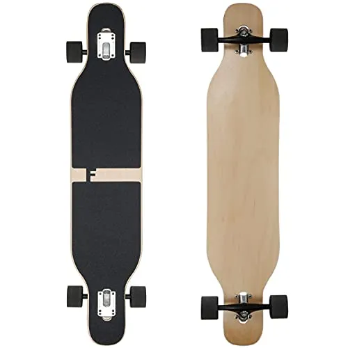 FunTomia Longboard mit 2 Flex Stufen Skateboard Drop Through Cruiser Komplettboard Mach1 Speed Kugellager T-Tool