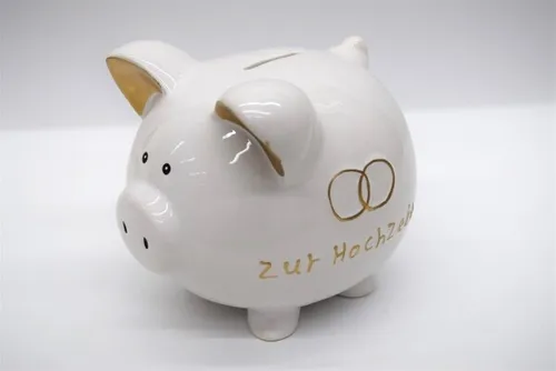 Wunderschönes Sparschwein zur Hochzeit aus Keramik