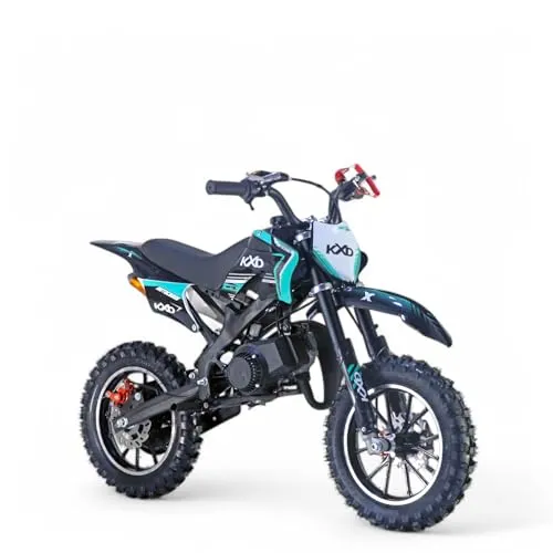 KXD 701 49ccm 2 Takt Dirtbike Dirt Bike CrossBike Enduro Dirtbike Pocket 49cc Pitbike PocketBike Motocross Motorrad Motorbike Motorsport Pocket Vollcross Crossbike (Türkis)