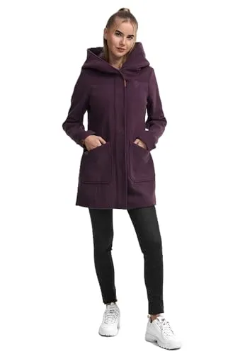 MARIKOO Damen Trenchcoat B819 - Wintermantel in Dusty Plum - Funktionsjacken, hochwertiger Damen Wintermantel mit perfekter Passform und großer Kapuze, ideal für kalte Tage.