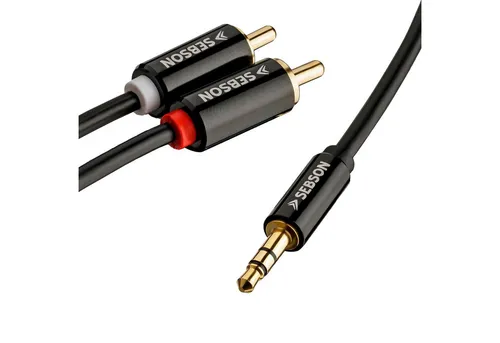 SEBSON Audio Kabel 2m - Klinke 3,5mm auf 2 Cinch Stecker - RCA zu Jack Optisches-Kabel, (200 cm)
