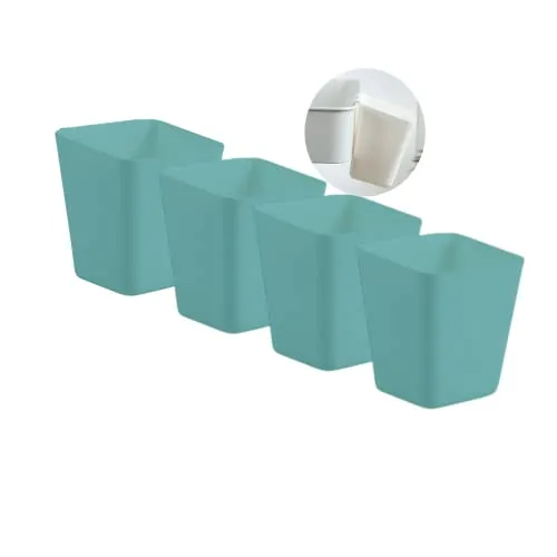 Rikyo 4 x hängende Becherhalter,Trolleykorb,Aufbewahrungsbehälter, Rollwagen-Zubehör,11x 10 cm, hängende Bleistifthalter, Aufbewahrungsbehälter, hängende Eimer, Make-up-Stifthalter (türkis)