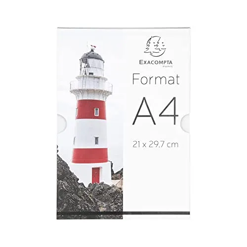 Exacompta 84858HD Prospekthalter selbstklebend für die Wand für DIN A4, Hochformat aus Acryl, transparent, kann auch angeschraubt werden, vorgebohrt