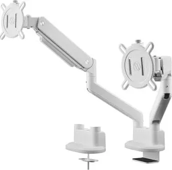 One for All Monitor Halterung Solid Dual White DM 4220 - Flexible und robuste Doppel-Halterung - Befestigungskits / Halterungen, ideal für die platzsparende Montage von zwei Monitoren mit starker Tragkraft und einfacher Anpassbarkeit.