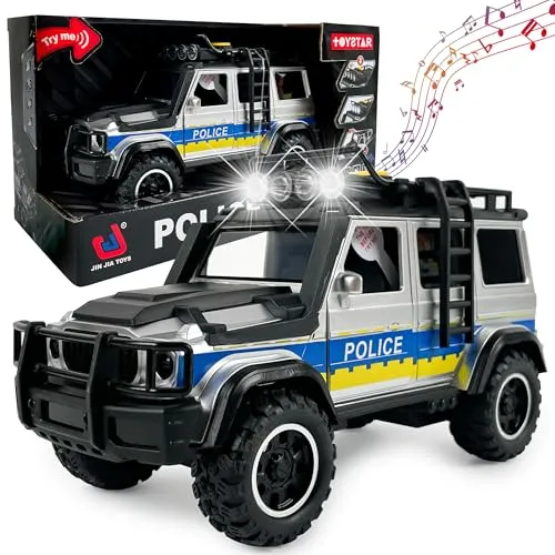 CELMAN Polizei Spielzeug Auto ab 3 Jahre - Großer Polizeiauto mit Licht und Sound, Polizei-SUV, Fahrzeuge 1:14, Geschenk für Jungen 3 4 5 6 7 8 Jahre