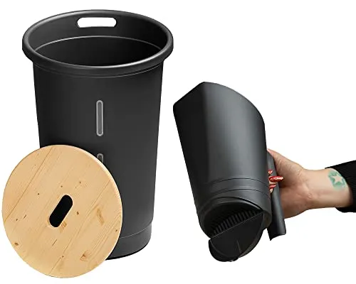 Ondis24 Pelletbehälter Schaufel Set - Holz Aufbewahrungsbehälter mit Sichtfenster, stabil und ideal für die Pelletlagerung im Winter